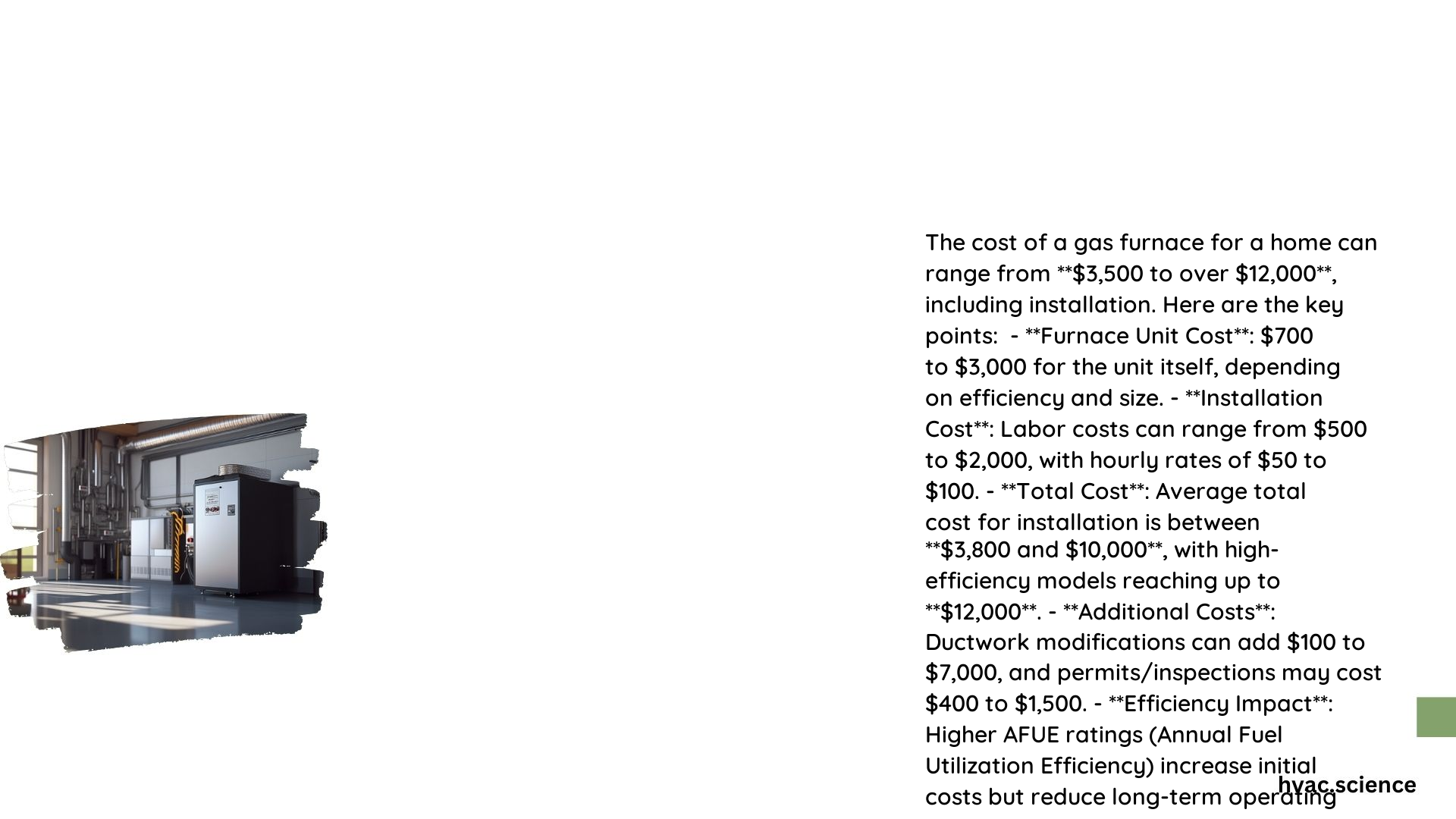 Cost of Gas Furnaces for the Home