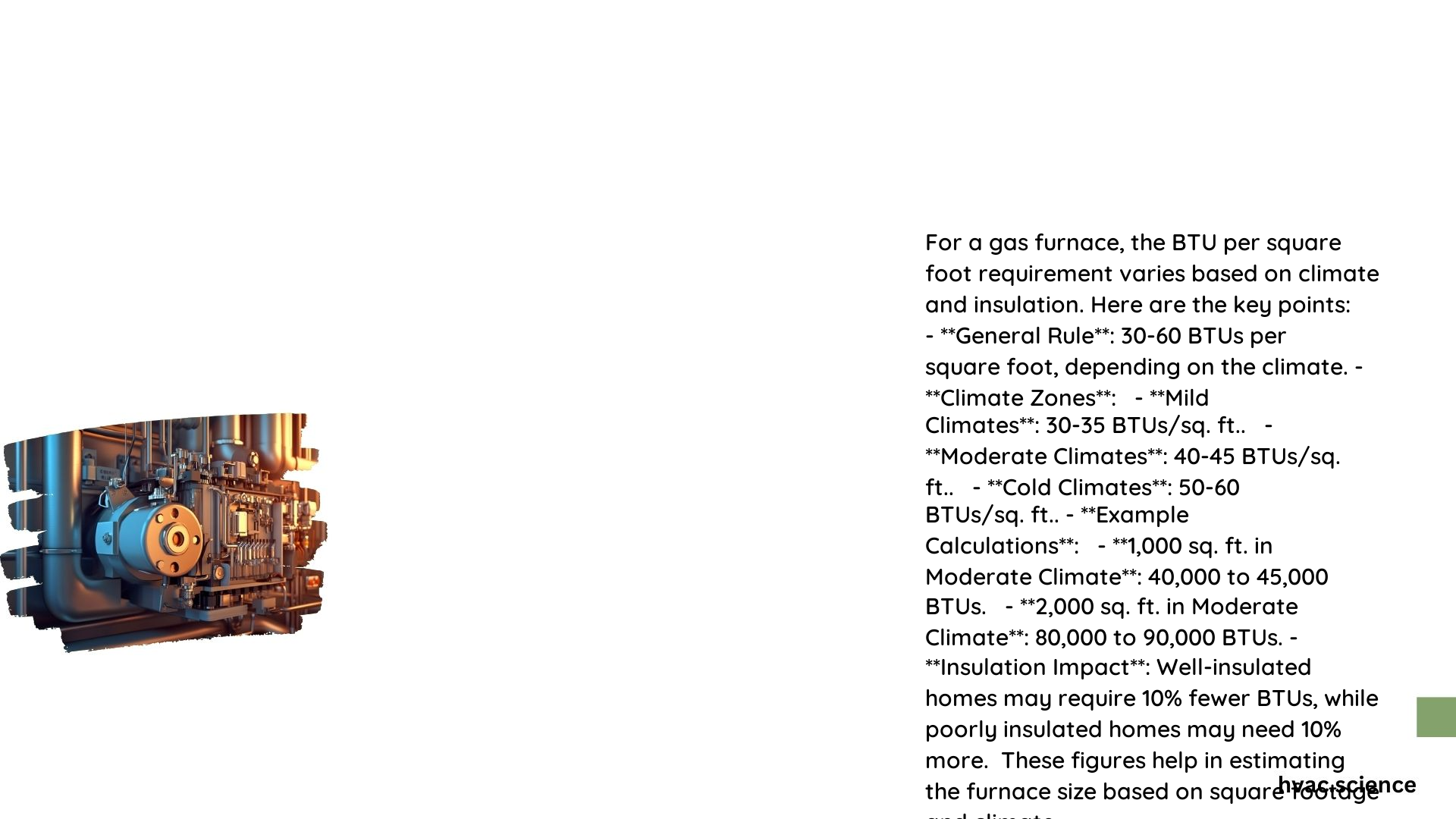 Gas Furnace BTU per Square Foot