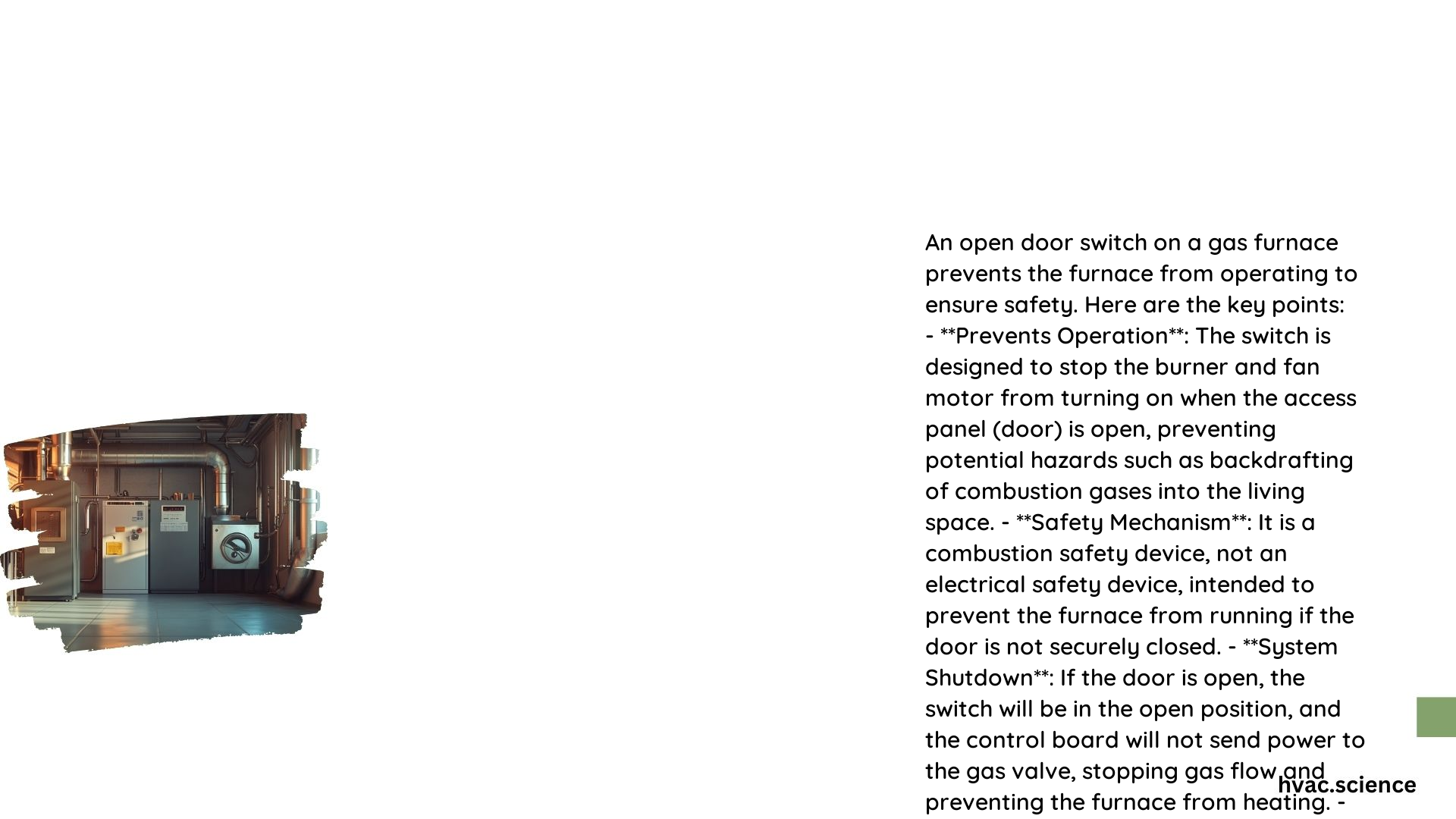 How Does an Open Door Switch Affect the Operation of a Gas Furnace