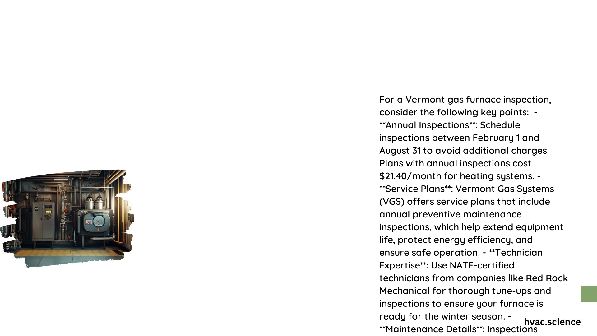 Vermont Gas Furnace Inspection