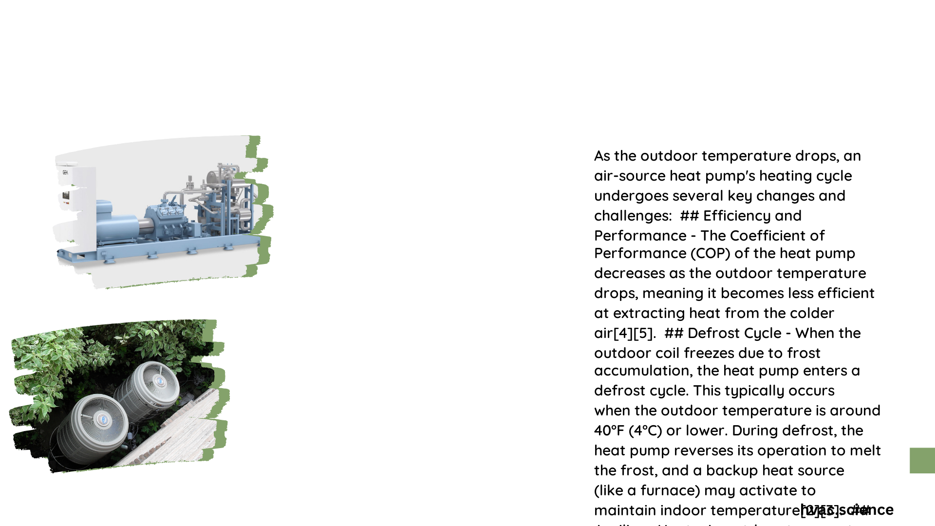 an air source heat pump heating cycle as the outdoor temperature drops