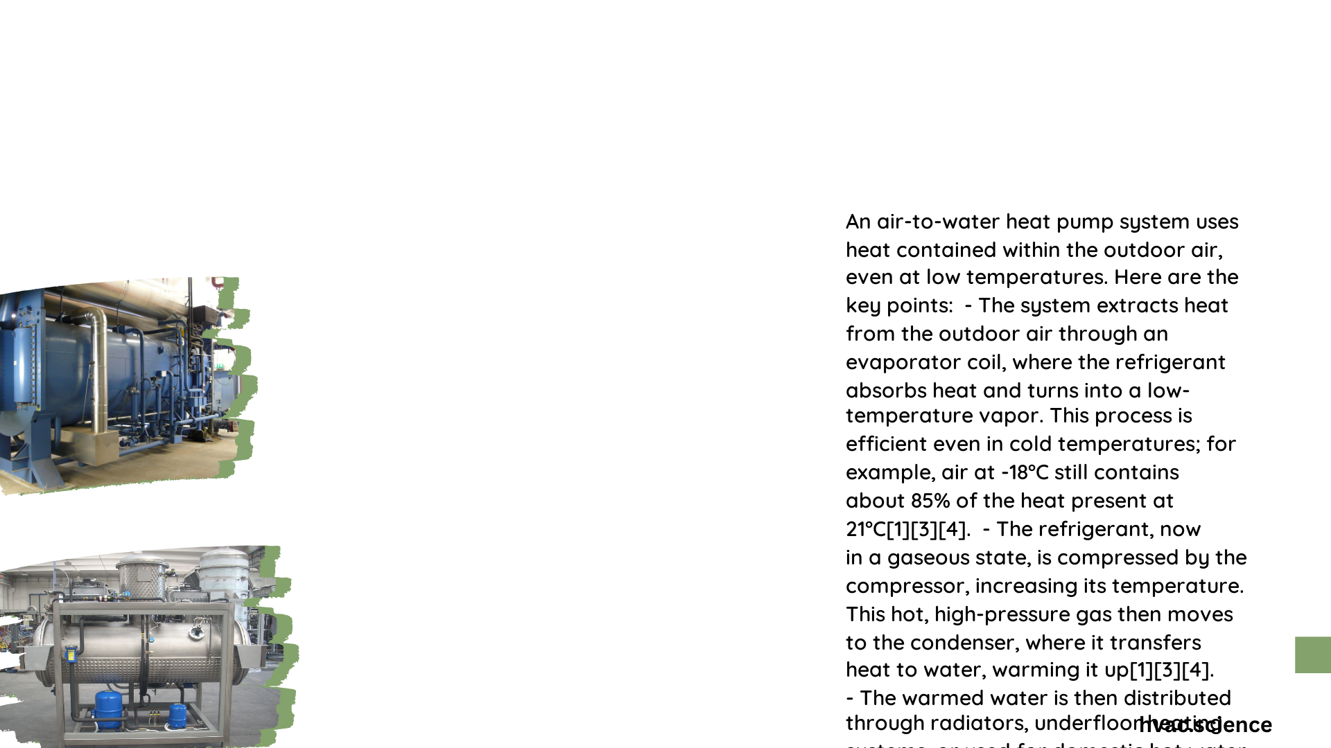 an air to water heat pump system uses heat contained