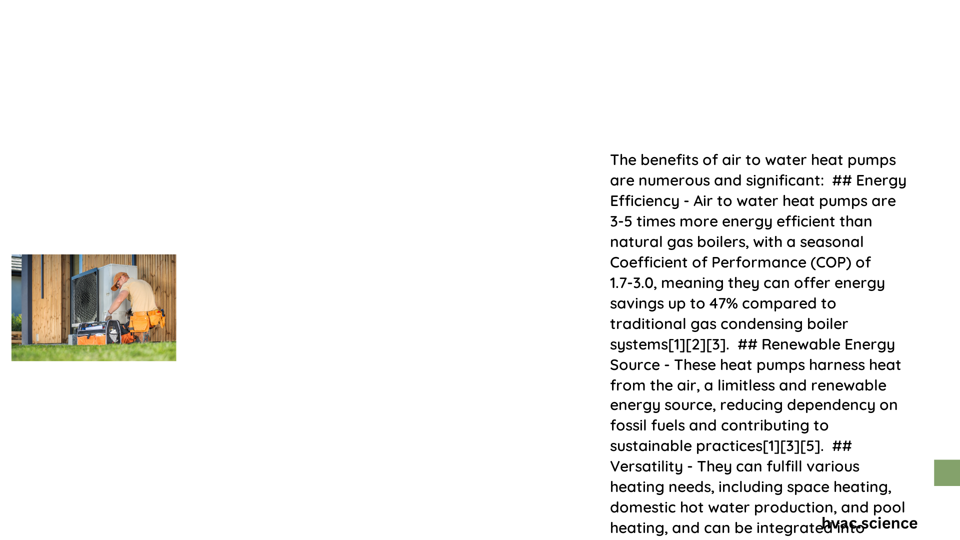 benefits of air to water heat pump