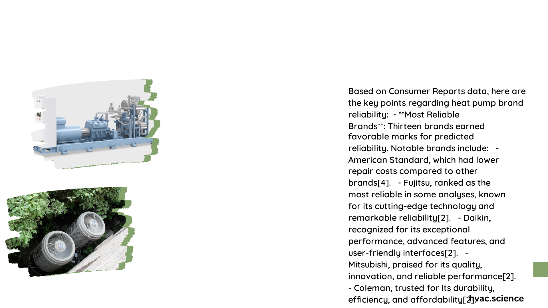 consumer reports heat pump brand reliability
