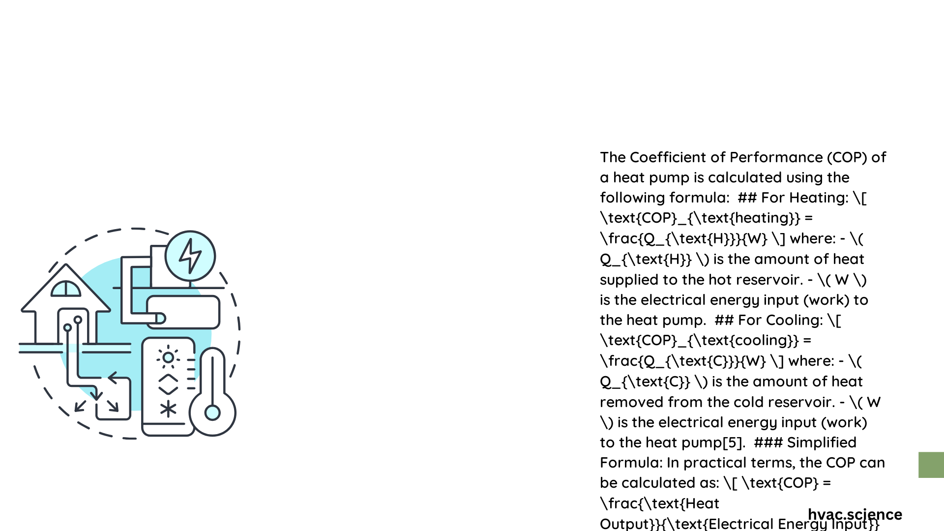 cop of heat pump formula