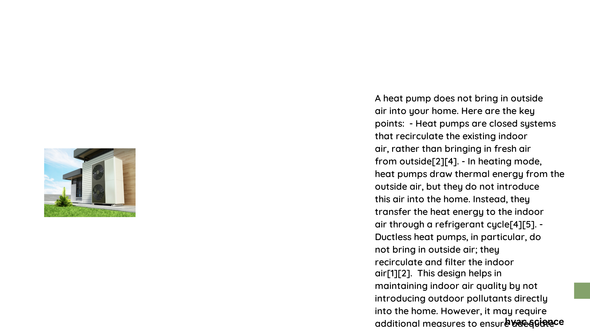 does a heat pump bring in air from outside