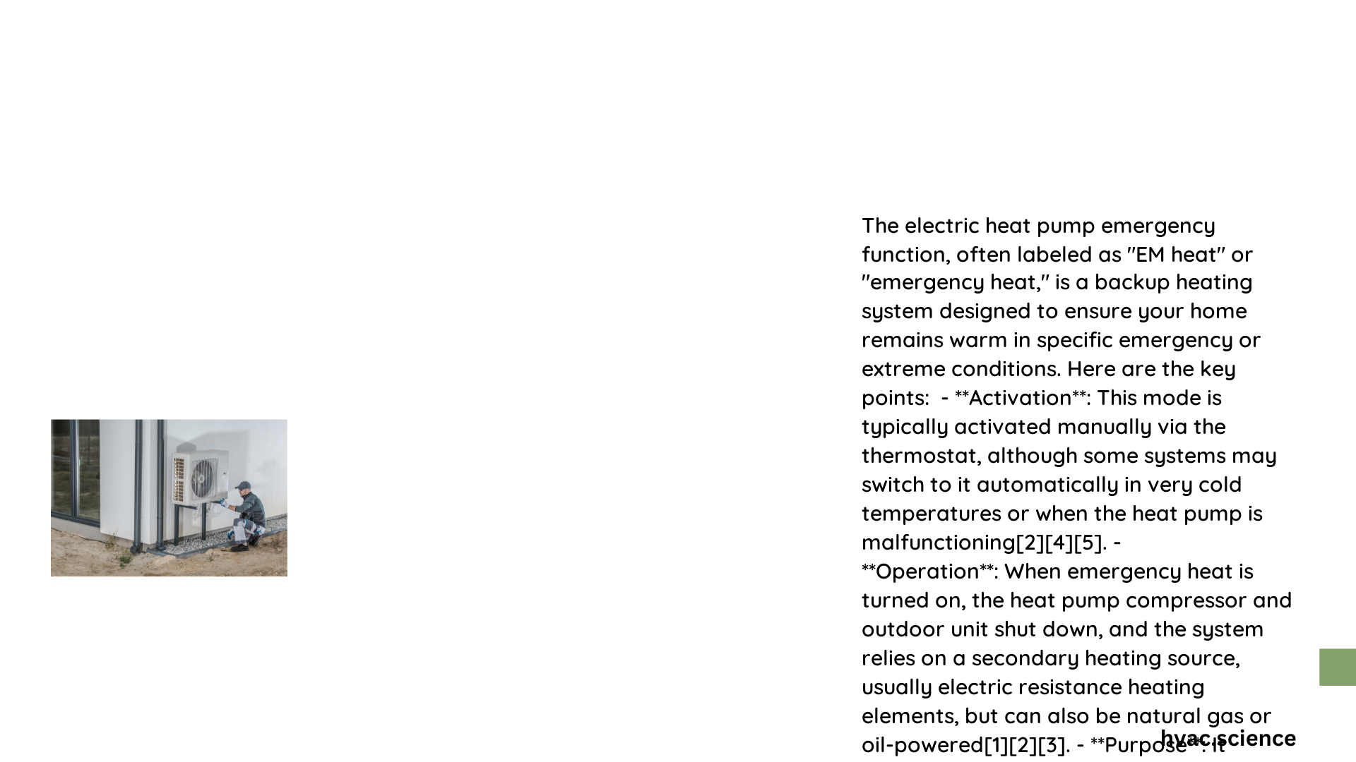 electric heat pump emergency function