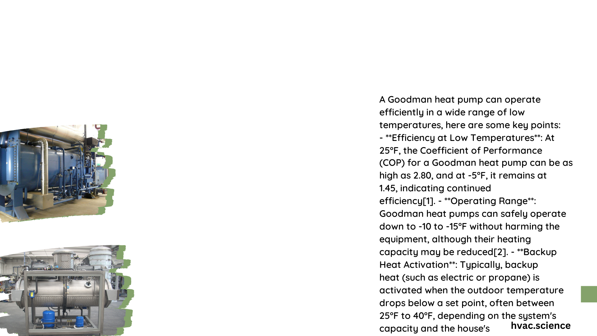 goodman heat pump low temperature range