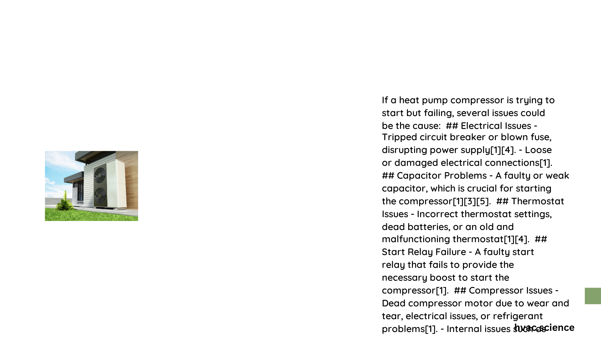 heat pump compressor trying to start