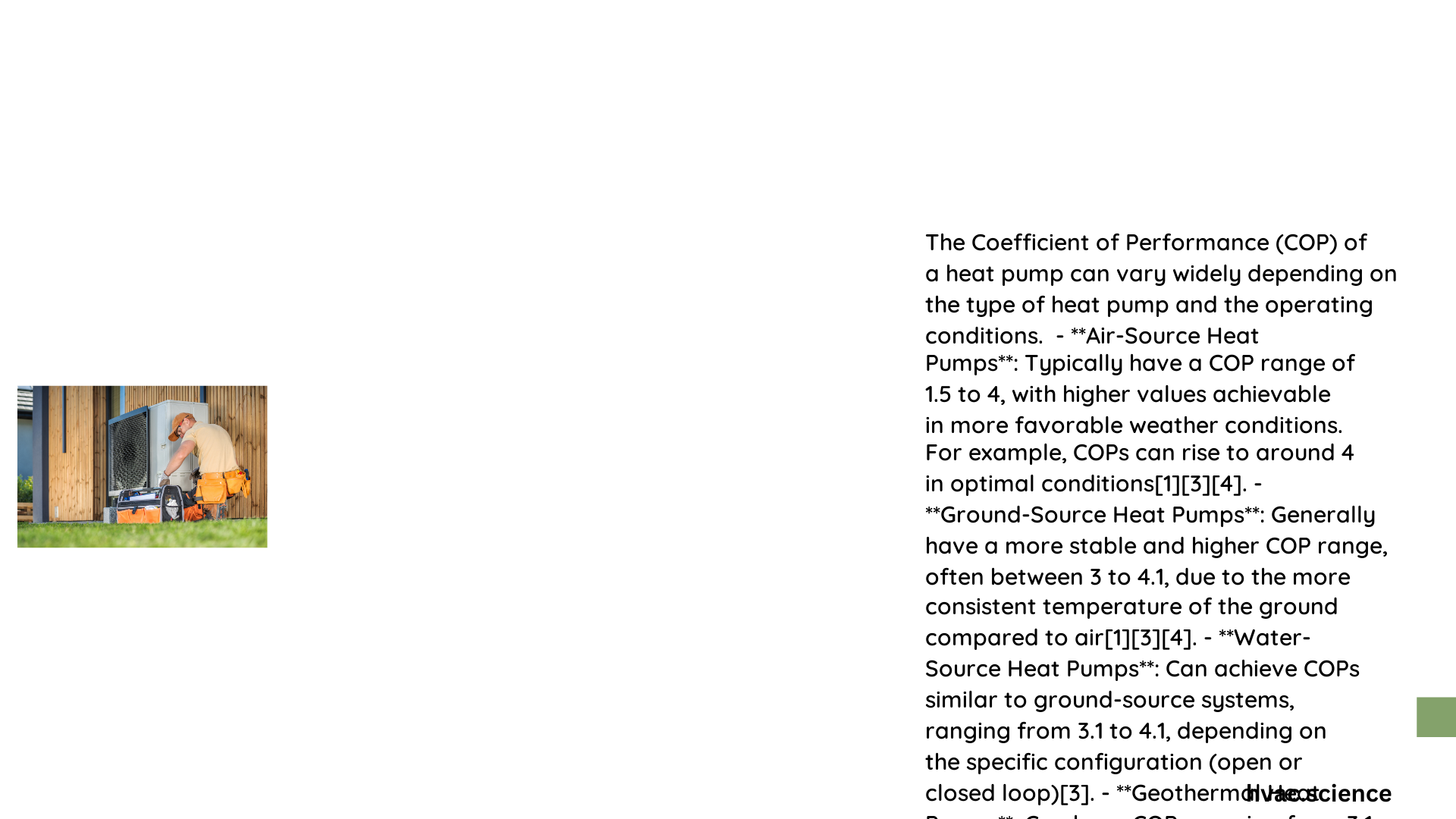 heat pump cop range