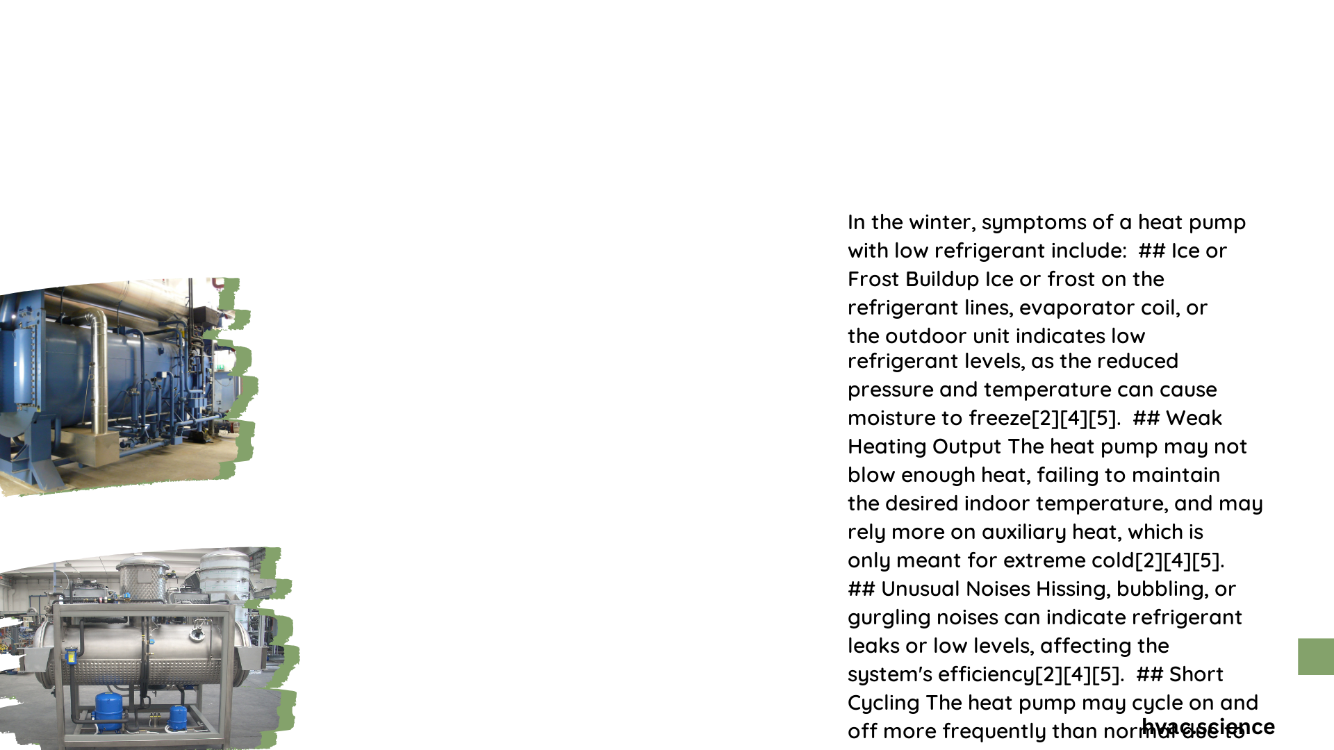 heat pump low refrigerant symptoms in winter