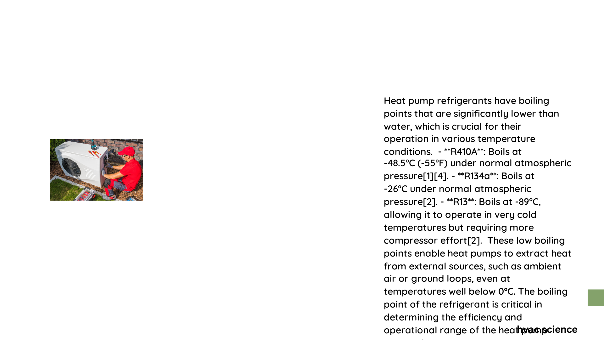 heat pump refrigerant boiling point