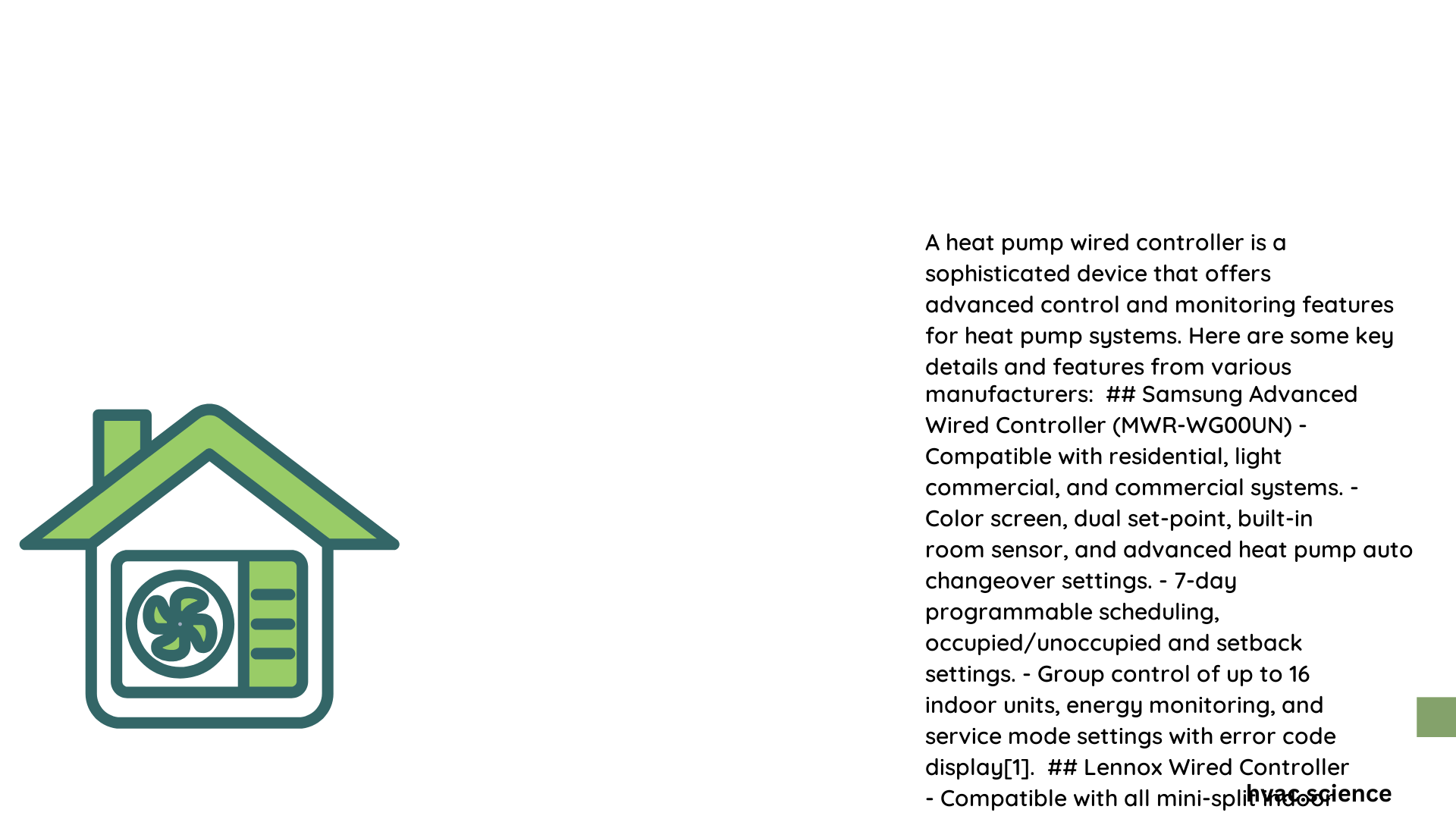 heat pump wired controller