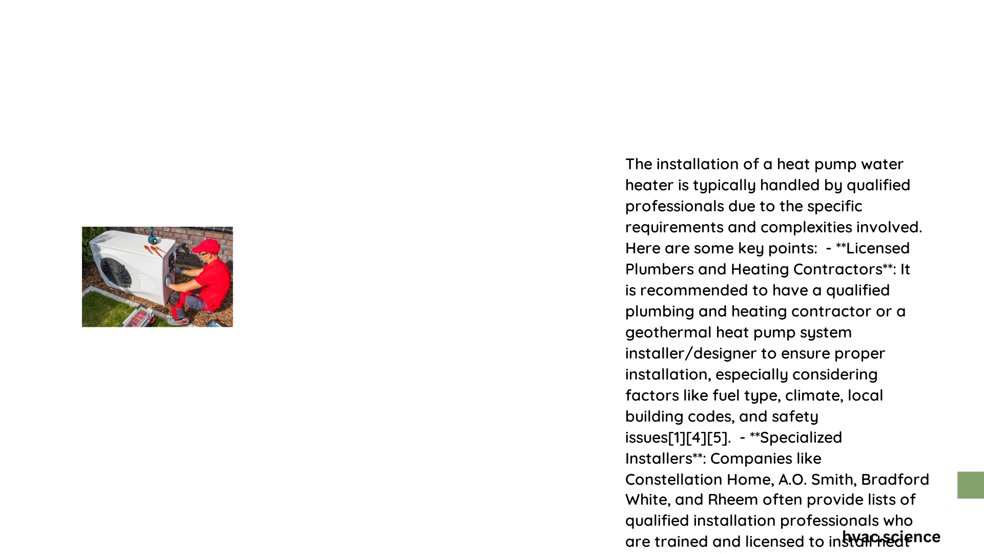 who installs a heat pump water heater