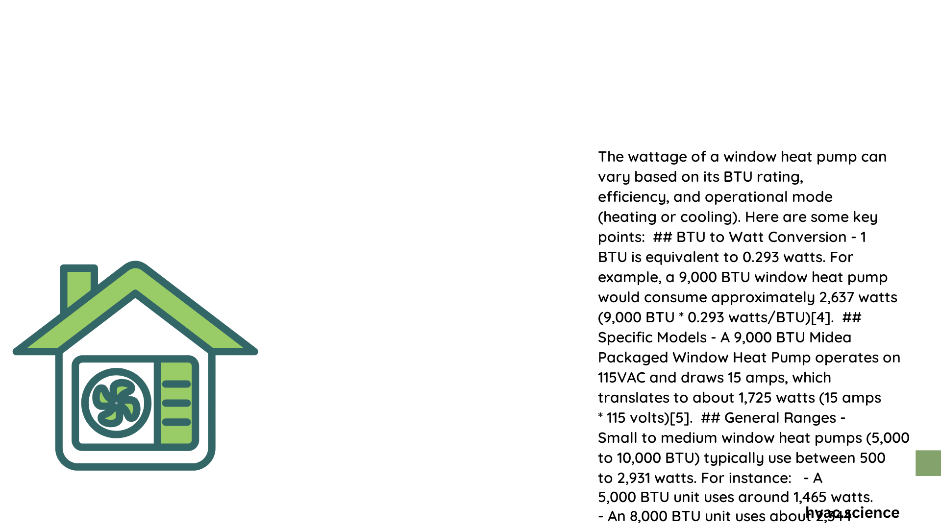 window heat pump wattage