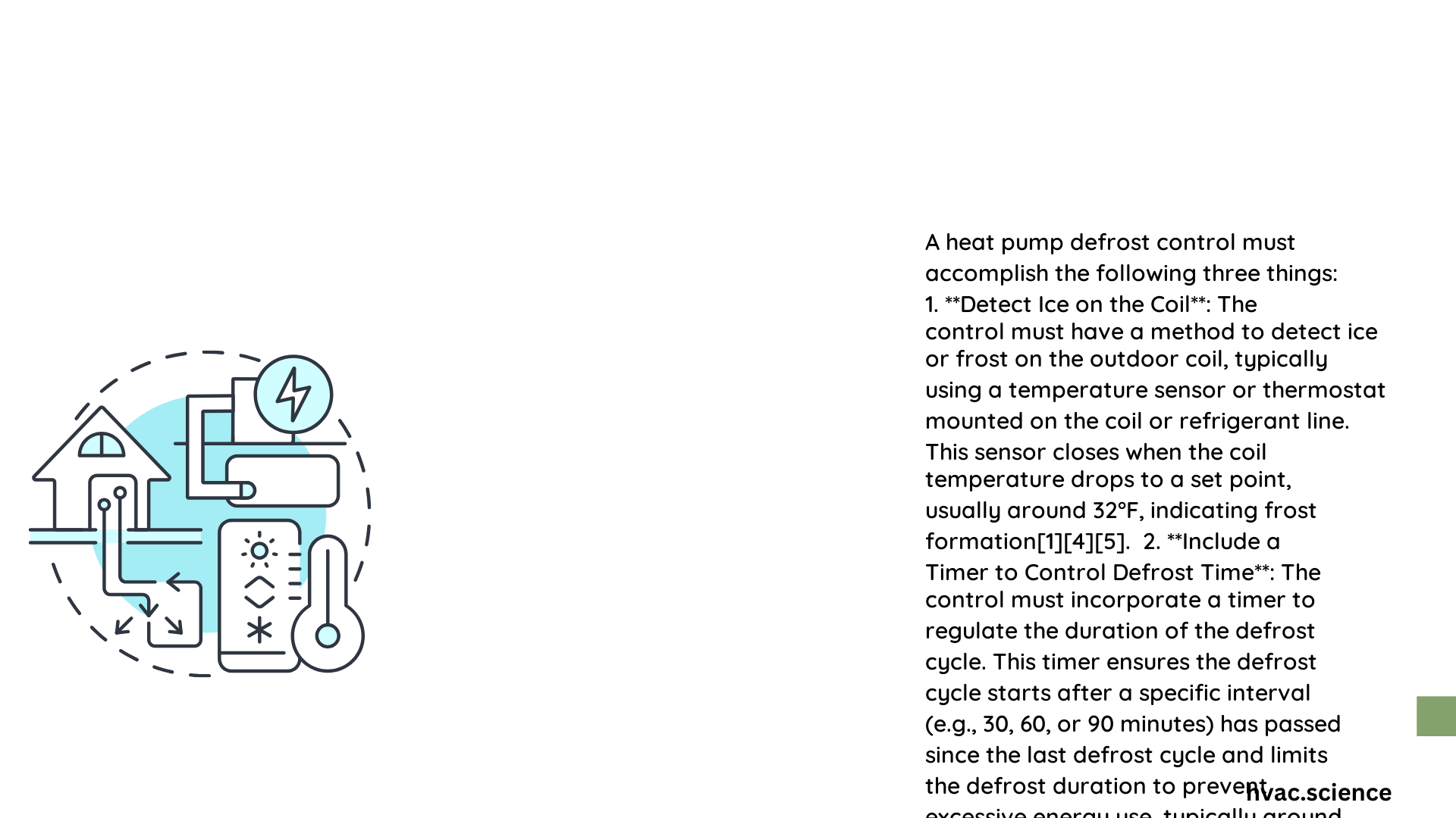 a heat pump defrost control must do three things