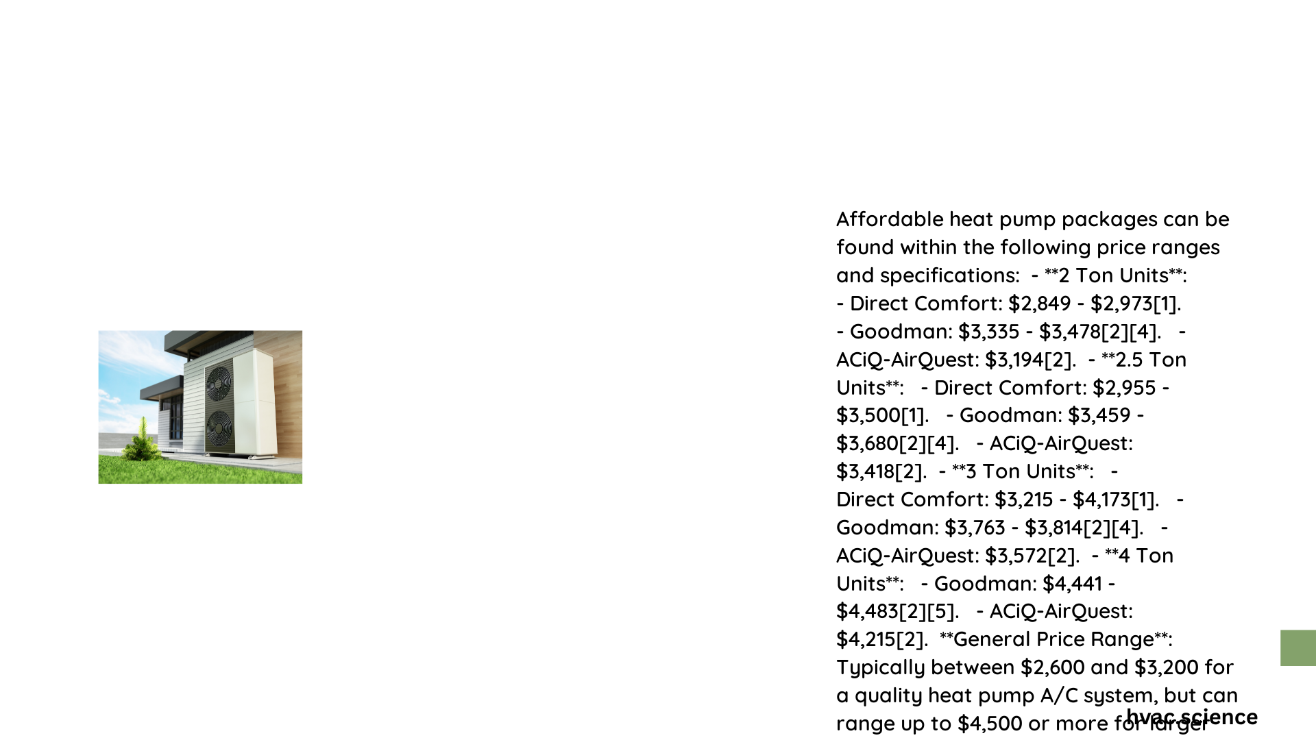 affordable heat pump packages