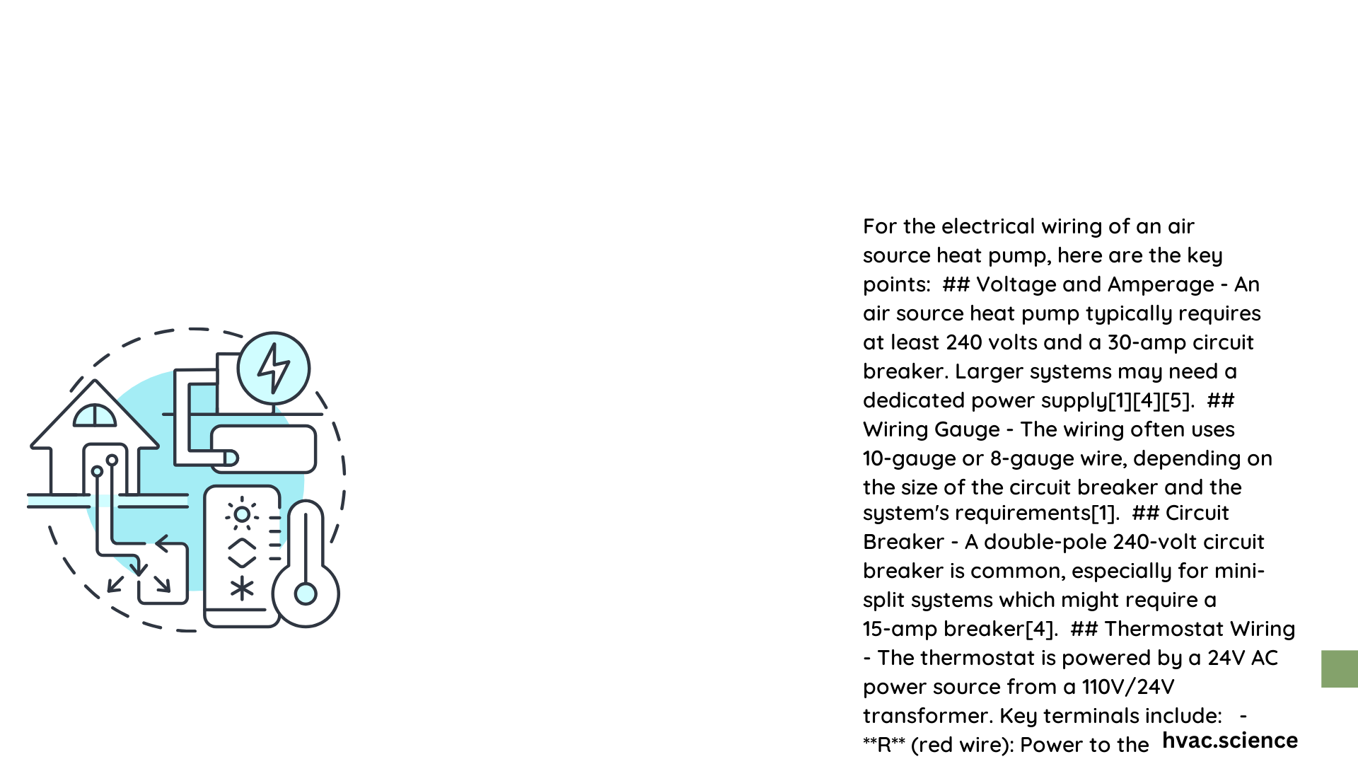 electrical wiring for air source heat pump