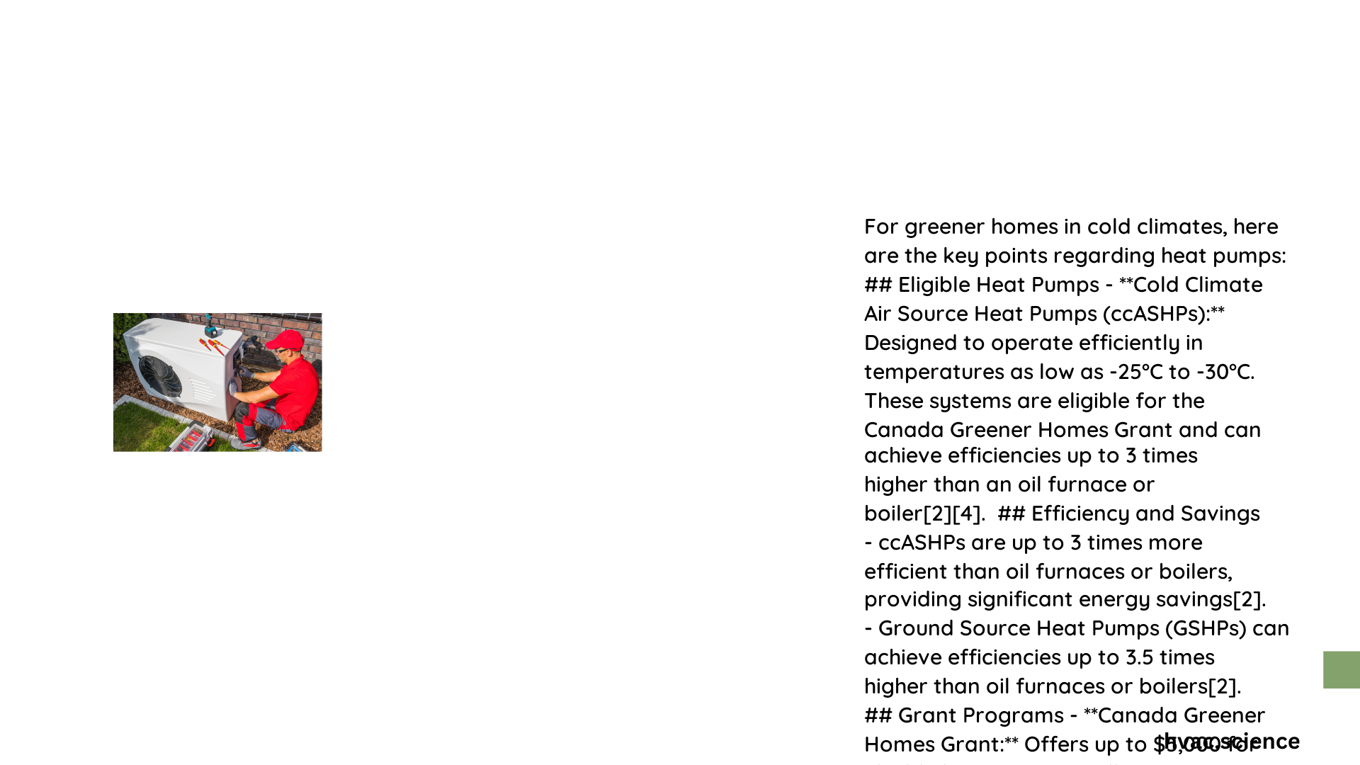 greener homes cold climate heat pump