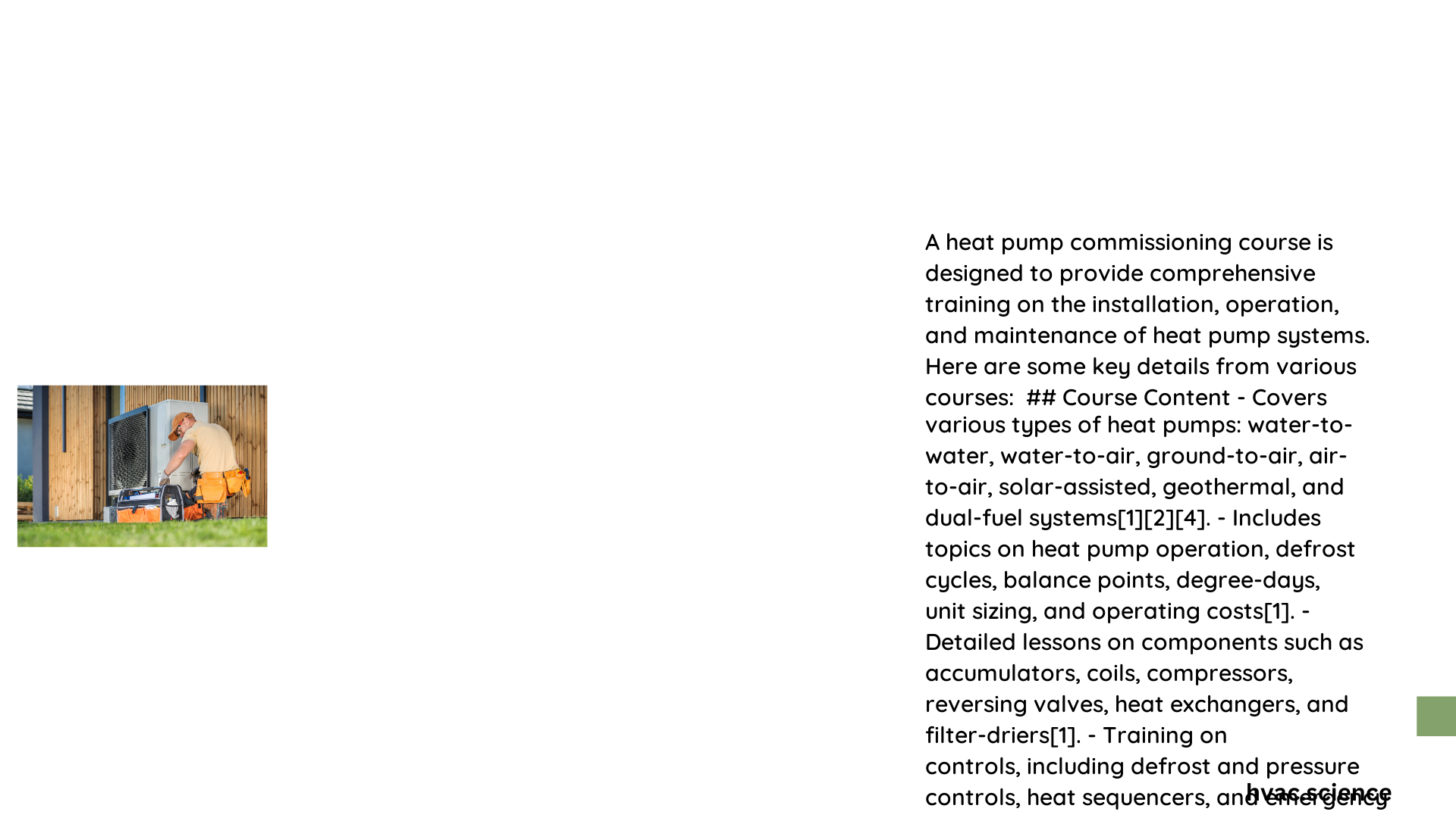 heat pump commissioning course