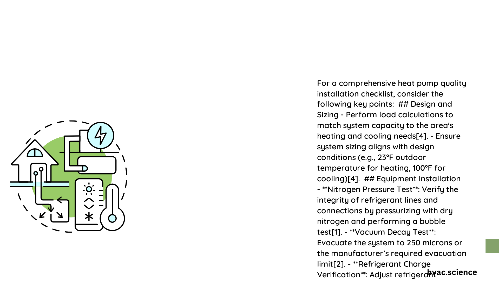 heat pump quality install checklist