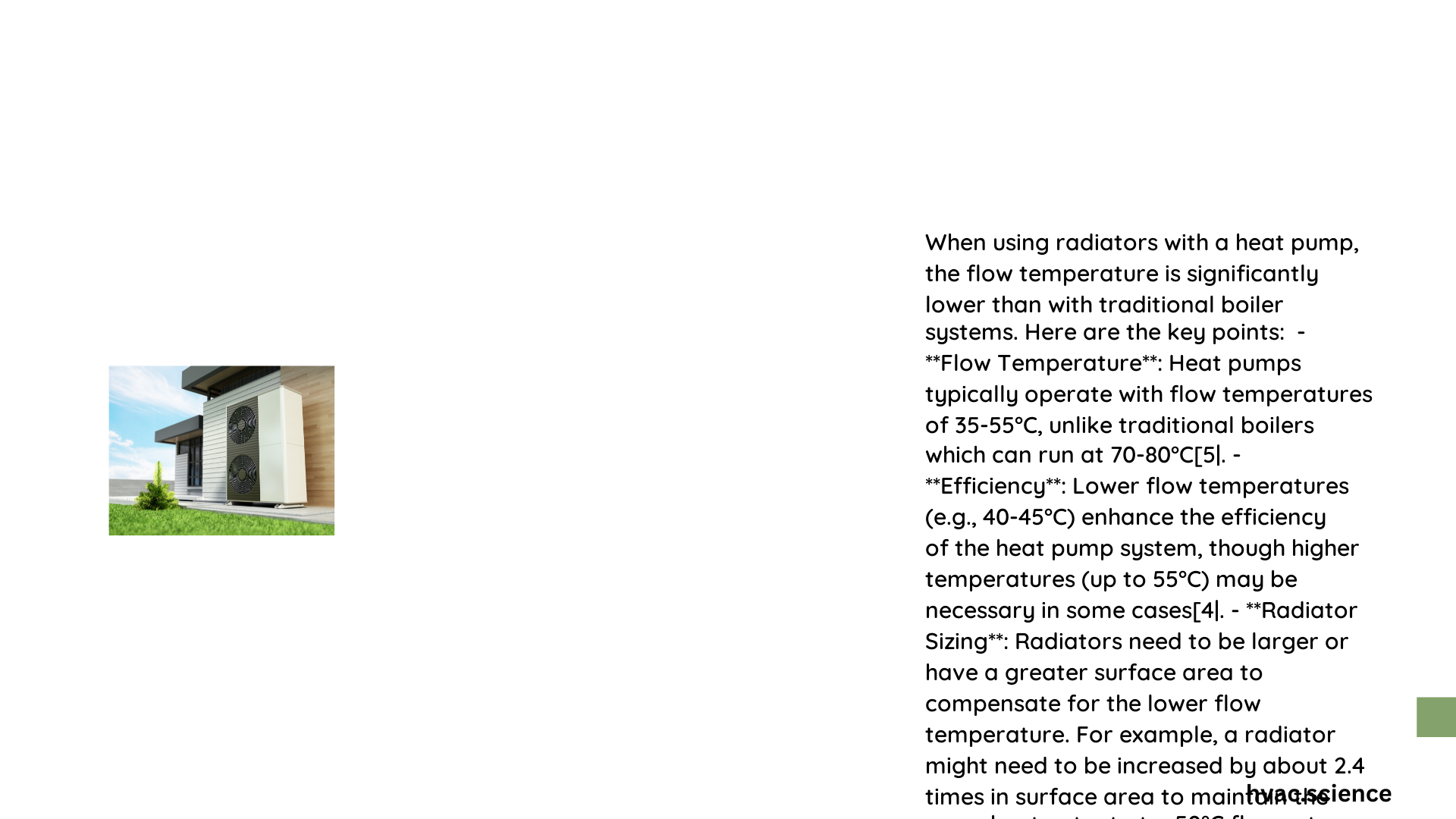 heat pump radiator flow temperature