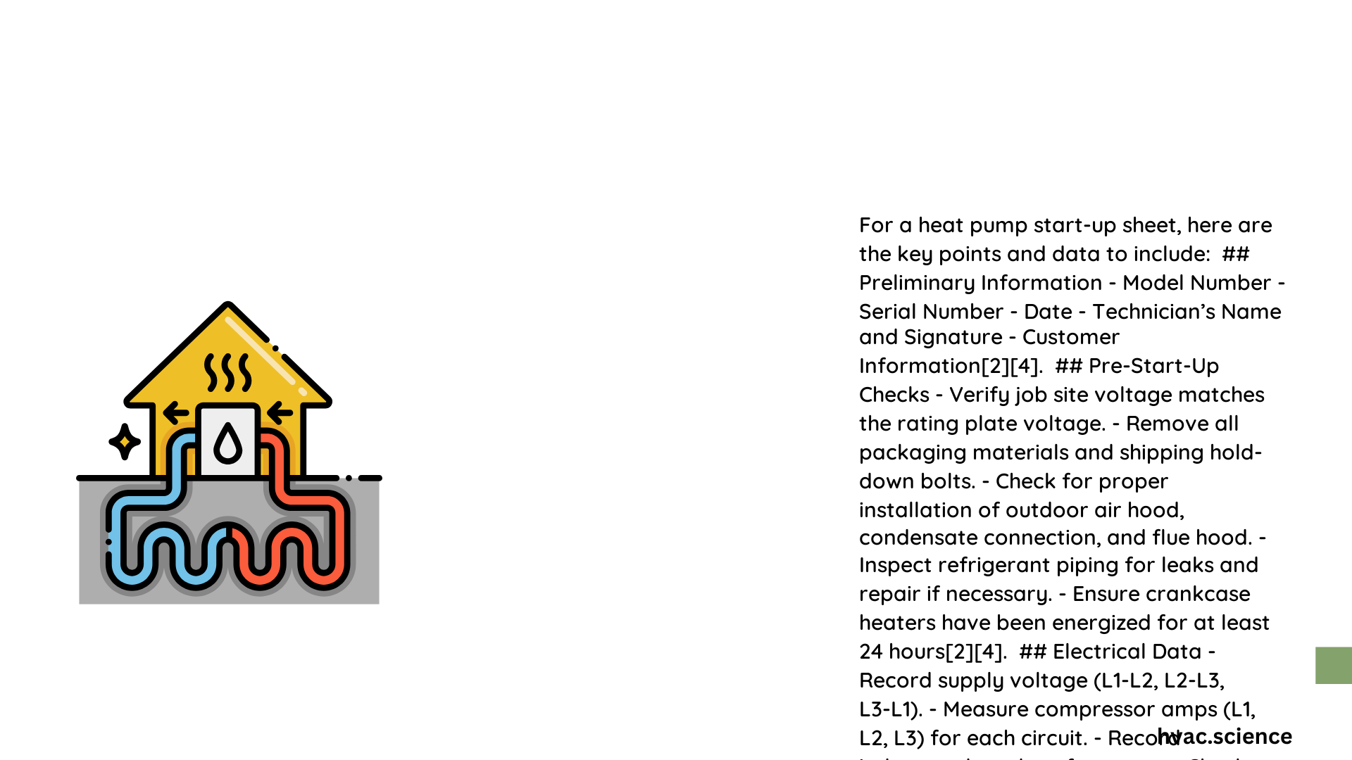 heat pump start up sheet