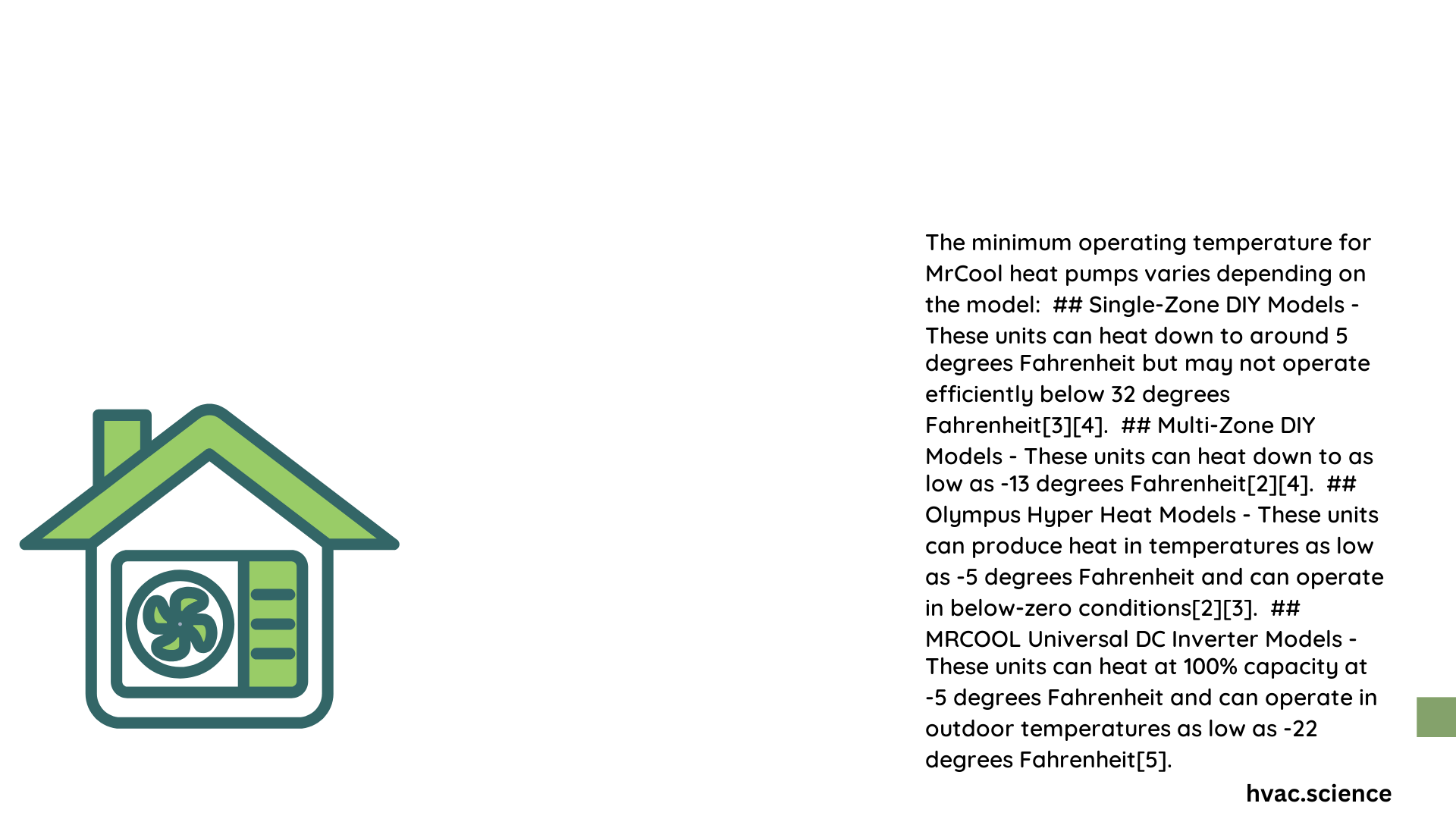 mr cool heat pump minimum temperature