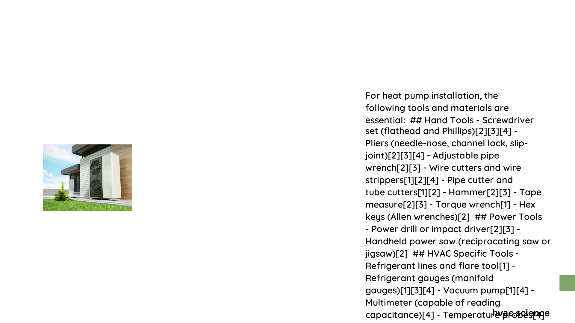 tools for heat pump installation