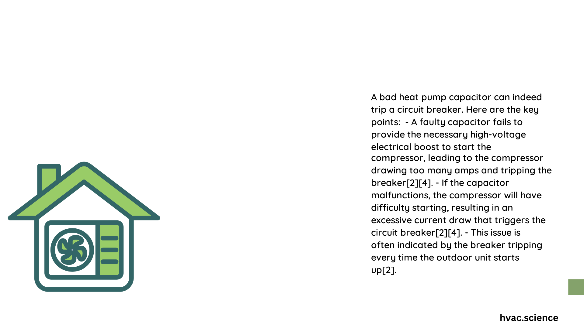 will a bad heat pump capacitor trip a breaker